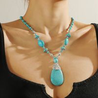 Ethnic Style Water Droplets Alloy Turquoise Plating Women's Pendant Necklace 1 Piece main image 5