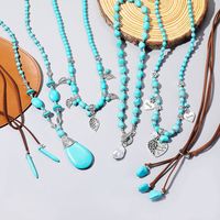 Ethnic Style Water Droplets Alloy Turquoise Plating Women's Pendant Necklace 1 Piece main image 1