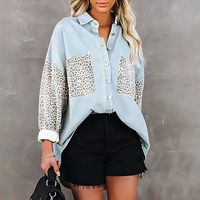 Women's Blouse Long Sleeve Blouses Printing Patchwork Fashion Leopard main image 5