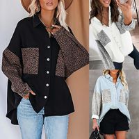 Women's Blouse Long Sleeve Blouses Printing Patchwork Fashion Leopard main image 1