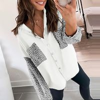Women's Blouse Long Sleeve Blouses Printing Patchwork Fashion Leopard main image 2