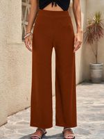 Pantalones Rectos De Retazos Largos De Color Liso A La Moda Diaria Para Mujer main image 4