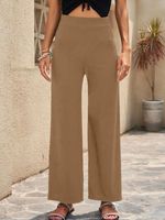 Pantalones Rectos De Retazos Largos De Color Liso A La Moda Diaria Para Mujer main image 5