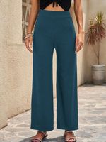 Pantalones Rectos De Retazos Largos De Color Liso A La Moda Diaria Para Mujer main image 2
