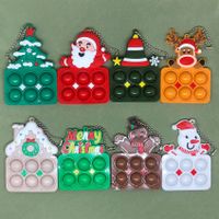 Christmas Tree Pendant Santa Snowman Deer Bubble Music  Keychain Fingertip Toy main image 1