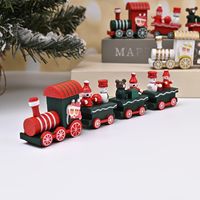Christmas Fashion Christmas Tree Train Gift Box Wood Indoor Ornaments 1 Set sku image 11