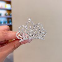 Fashion Crown Alloy Plating Inlay Rhinestones Pearl Insert Comb 1 Piece sku image 3