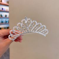 Fashion Crown Alloy Plating Inlay Rhinestones Pearl Insert Comb 1 Piece sku image 17