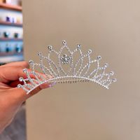 Fashion Crown Alloy Plating Inlay Rhinestones Pearl Insert Comb 1 Piece sku image 19