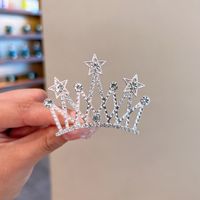 Fashion Crown Alloy Plating Inlay Rhinestones Pearl Insert Comb 1 Piece sku image 2