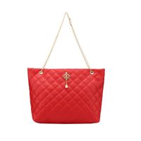 Women's Medium All Seasons Pu Leather Solid Color Fashion Square Lock Clasp Tote Bag sku image 2