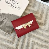 Women's Bow Knot Pu Leather Lock Clasp Wallets sku image 3