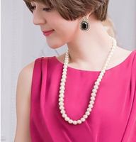 Basic Solid Color Imitation Pearl Beaded Women's Necklace 1 Piece sku image 8