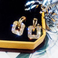 1 Pair Fairy Style Square Plating Inlay Alloy Rhinestones Drop Earrings main image 6