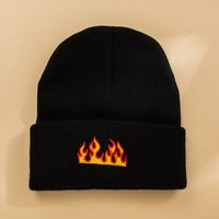 Unisex Fashion Flame Embroidery Eaveless Wool Cap sku image 1