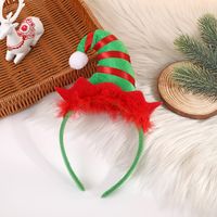 Cartoon Style Christmas Hat Plaid Cloth Stripe Party Headpieces 1 Piece sku image 1