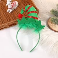 Cartoon Style Christmas Hat Plaid Cloth Stripe Party Headpieces 1 Piece sku image 4