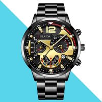 Fashion Solid Color Butterfly Double Snap Quartz Men's Watches sku image 2