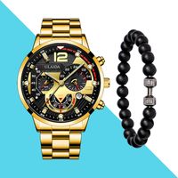 Fashion Solid Color Butterfly Double Snap Quartz Men's Watches sku image 12