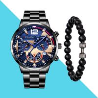 Fashion Solid Color Butterfly Double Snap Quartz Men's Watches sku image 15