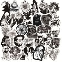 Black And White Gothic Style Stickers Witch Skull Graffiti Stickers sku image 3