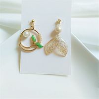 Fashion Fish Tail Alloy Plating Inlay Pearl Women's Drop Earrings 1 Pair main image 4