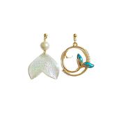 Fashion Fish Tail Alloy Plating Inlay Pearl Women's Drop Earrings 1 Pair main image 5