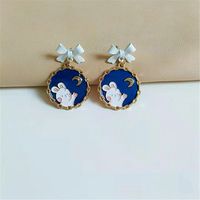 Fashion Rabbit Cat Alloy Enamel Women's Drop Earrings 1 Pair sku image 3