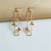 Fashion Butterfly Metal Inlaid Gold Women's Drop Earrings 1 Pair main image 3