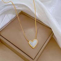 Fashion Heart Shape Titanium Steel Plating Pendant Necklace sku image 2