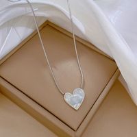 Fashion Heart Shape Titanium Steel Plating Pendant Necklace sku image 1