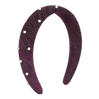 Fashion Solid Color Velvet Inlay Pearl Hair Band 1 Piece sku image 3