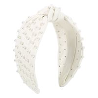 Fashion Solid Color Pu Leather Inlay Artificial Pearls Hair Band 1 Piece sku image 3