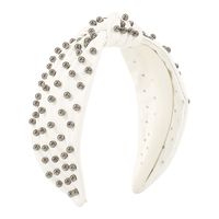 Fashion Solid Color Pu Leather Inlay Artificial Pearls Hair Band 1 Piece sku image 2