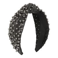 Fashion Solid Color Pu Leather Inlay Artificial Pearls Hair Band 1 Piece sku image 1