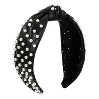 Fashion Solid Color Pu Leather Inlay Artificial Pearls Hair Band 1 Piece main image 5
