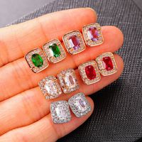 Fashion Square Copper Inlay Zircon Bracelets Earrings Necklace main image 3