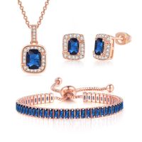 Fashion Square Copper Inlay Zircon Bracelets Earrings Necklace sku image 34