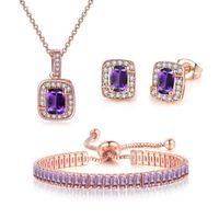 Fashion Square Copper Inlay Zircon Bracelets Earrings Necklace sku image 38