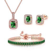 Fashion Square Copper Inlay Zircon Bracelets Earrings Necklace sku image 32