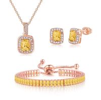 Fashion Square Copper Inlay Zircon Bracelets Earrings Necklace sku image 35