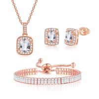 Fashion Square Copper Inlay Zircon Bracelets Earrings Necklace main image 1