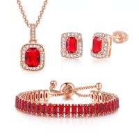 Fashion Square Copper Inlay Zircon Bracelets Earrings Necklace sku image 37
