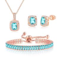 Fashion Square Copper Inlay Zircon Bracelets Earrings Necklace sku image 31