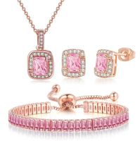 Fashion Square Copper Inlay Zircon Bracelets Earrings Necklace sku image 36
