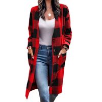 Women's Simple Style Plaid Pocket Patchwork Single Breasted Coat Woolen Coat main image 5