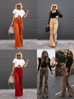 Women's Holiday Casual Solid Color Full Length Flared Pants main image 1