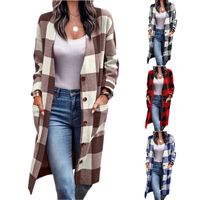 Women's Simple Style Plaid Pocket Patchwork Single Breasted Coat Woolen Coat main image 1