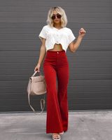 Women's Holiday Casual Solid Color Full Length Flared Pants main image 3