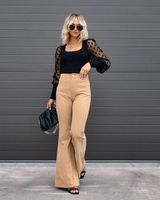 Women's Holiday Casual Solid Color Full Length Flared Pants main image 2